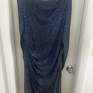 Elegant Navy Blue Sequin Dress by R and M collection sz 18